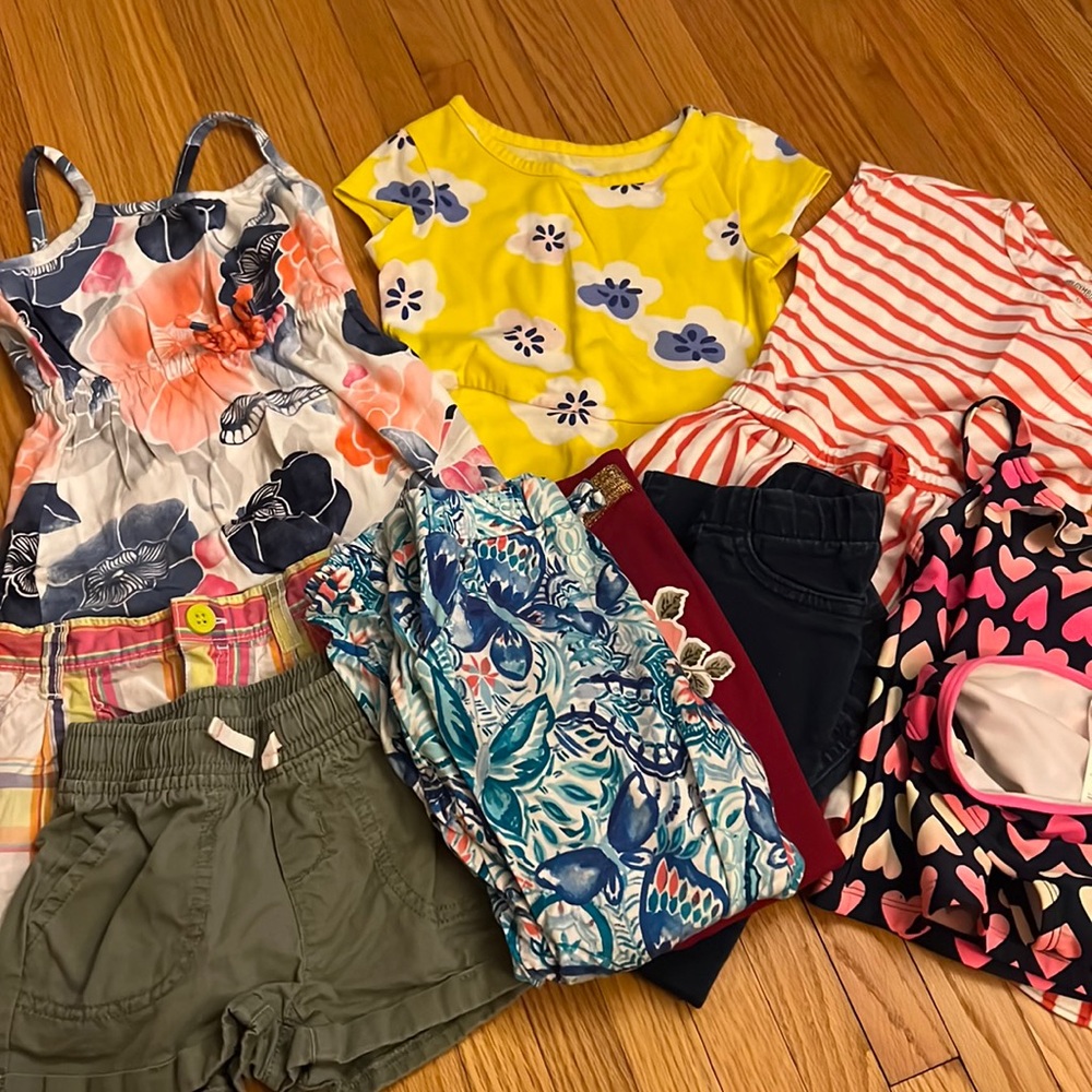 Girl 4 and 4T lot of dresses , shorts, pants and a swim suit